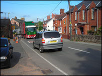 Lorry blocking road in Ruyton XI Towns