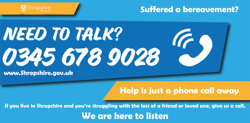 Suffered a bereavement and need to talk? Call 0345 678 9028.