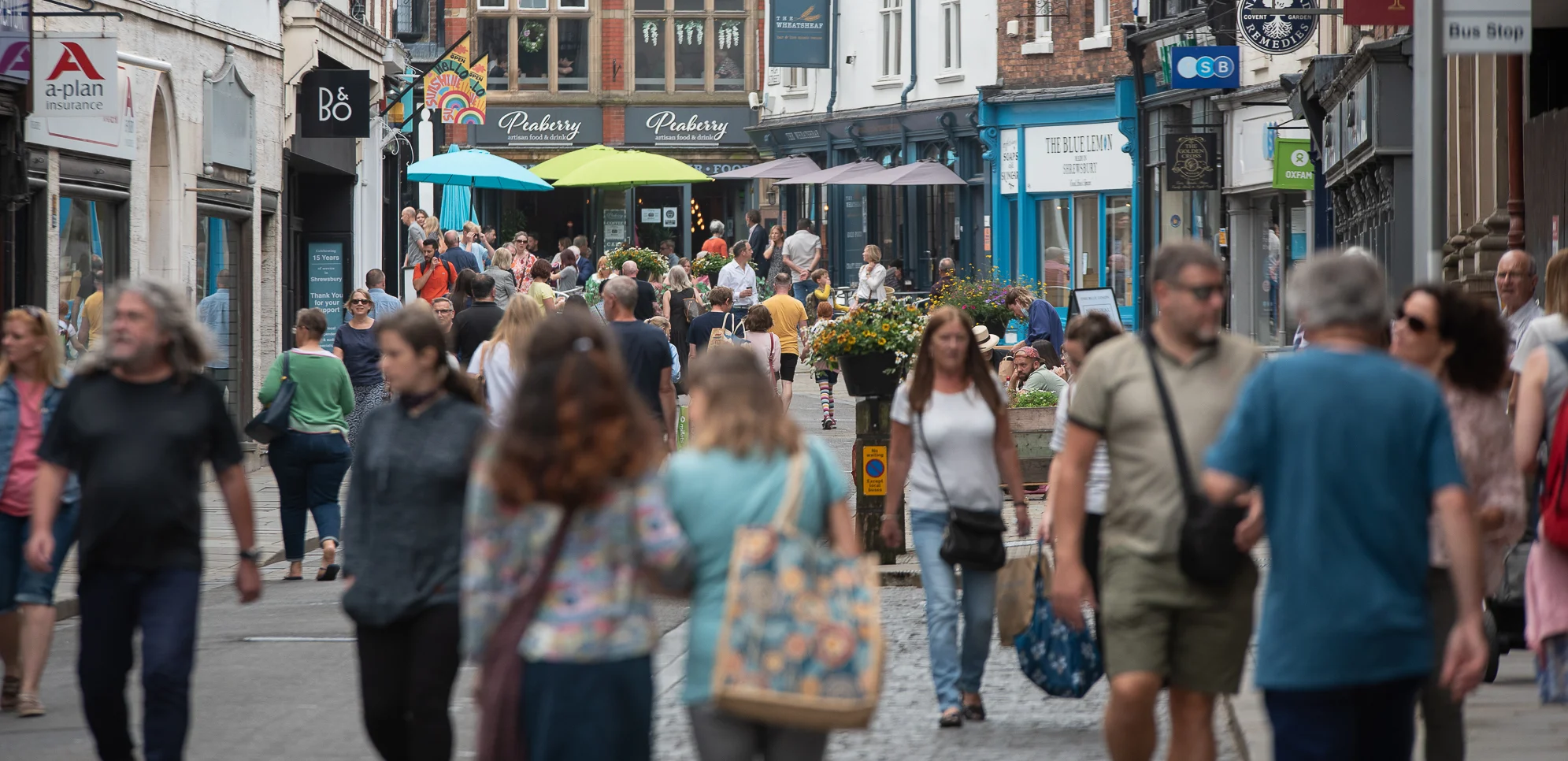 Shrewsbury Town Centre Full Of People