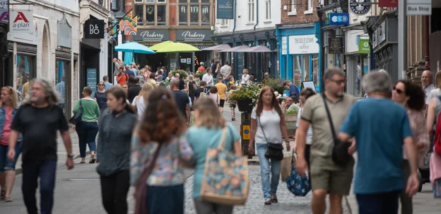 Shrewsbury Town Centre Full Of People