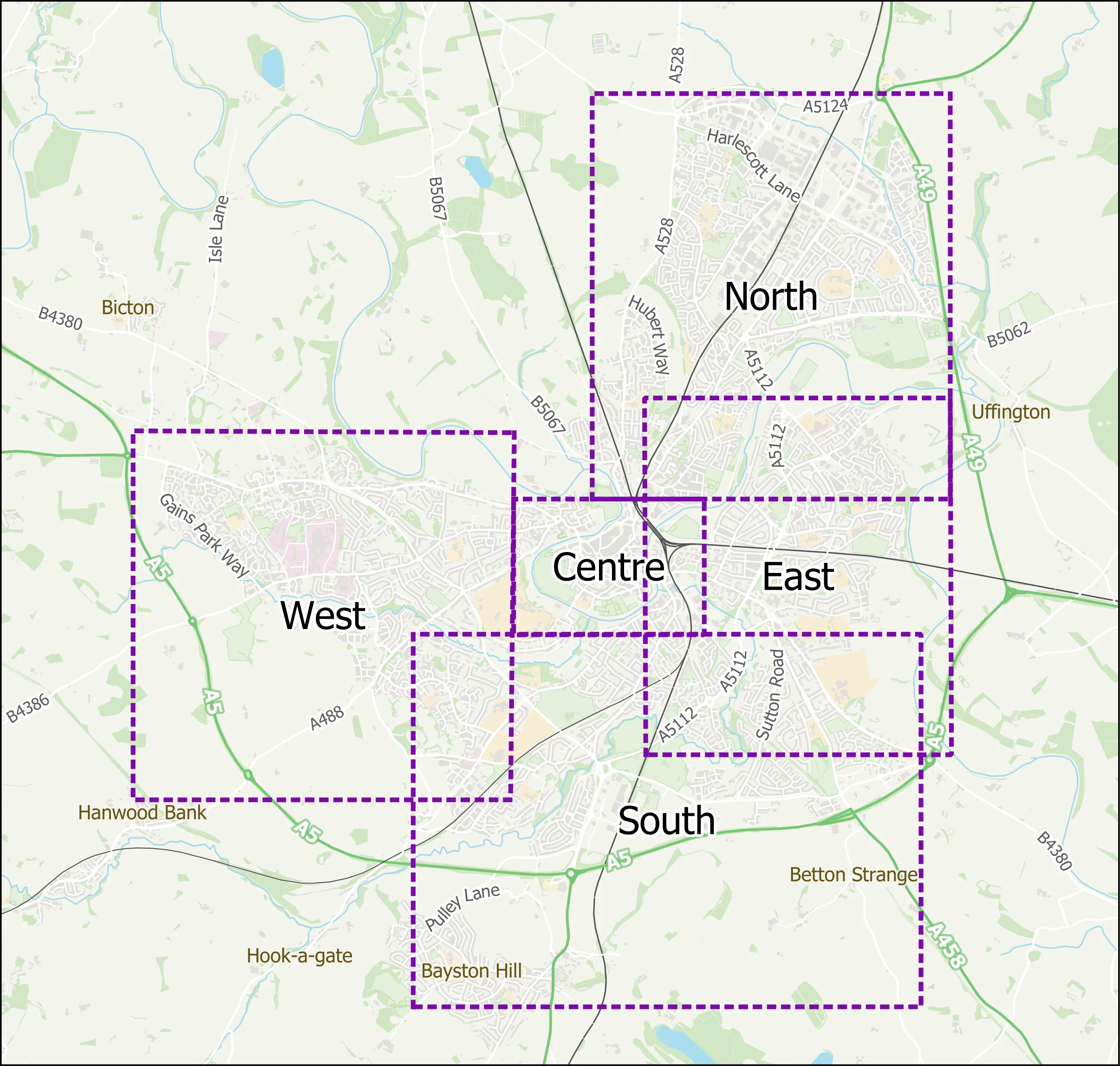 Map Of Shrewsbury Areas 5 May 23