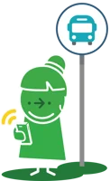 Greenie Figure With Bus Stop