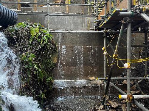 Photo one: Works to downstream end of structure complete