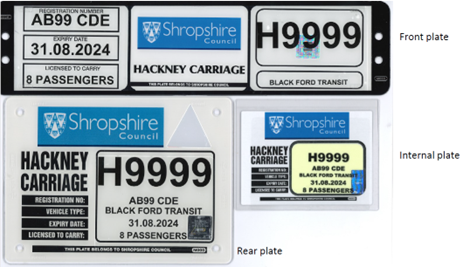 Example of Hackney Carriage Licensed vehicle plates.