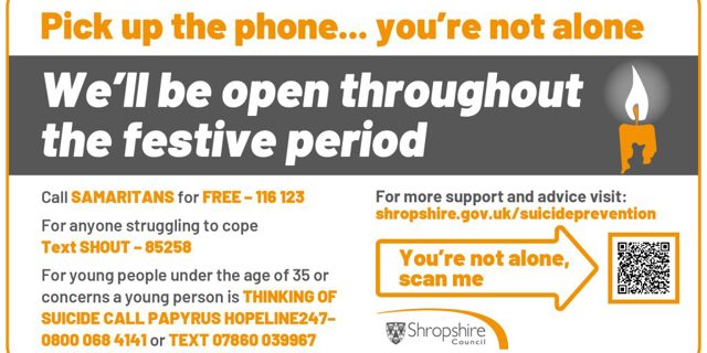 Pick up the phone you’re not alone – Support available throughout the festive season for those struggling to cope