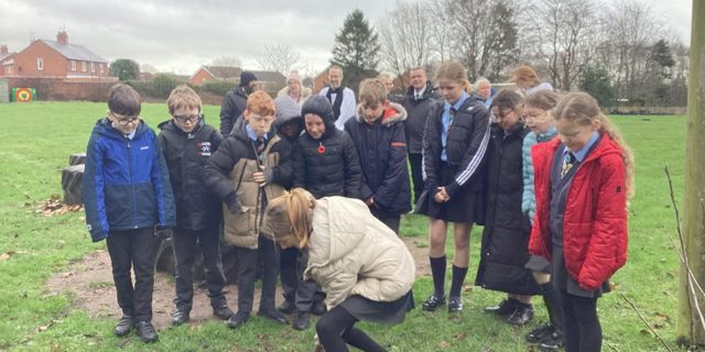 Local schoolchildren thanked for planting 21st cherry tree in the Shropshire Memorial Orchard to mark the Holocaust and other genocides