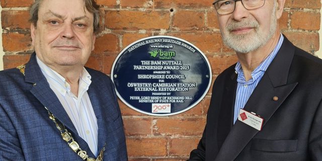 Plaque unveiled at Cambrian Railway building following national awards success
