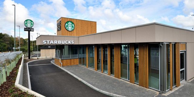 Work completed at new commercial site in south Shrewsbury, with Starbucks now open