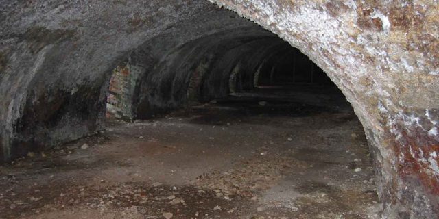 Temporary fencing put up around Hoffman Kiln at Llanymynech
